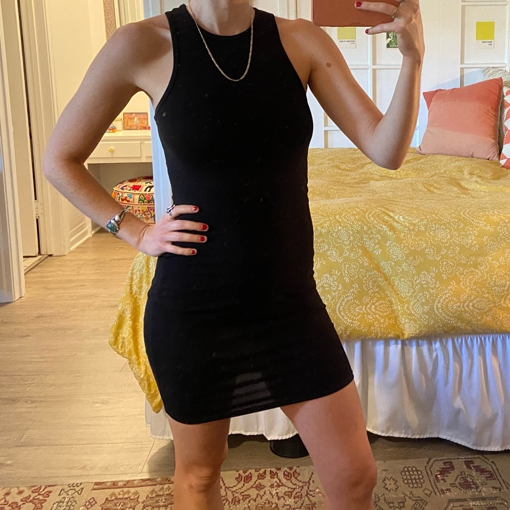 Black high neck bodycon dress